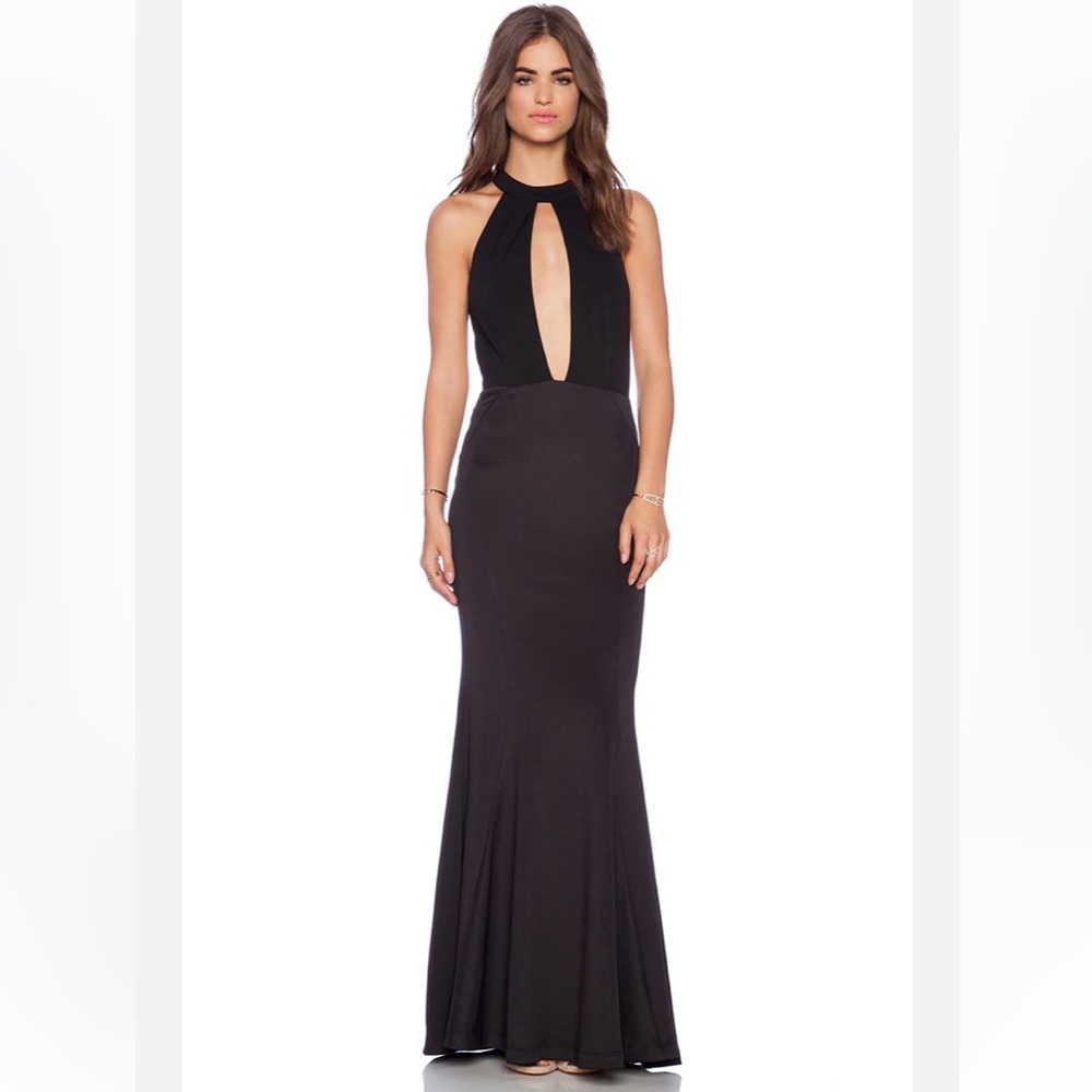 Jarlo London Jolie High Neck Maxi Dress with Open Plunge Detail Sz 16 NWT
